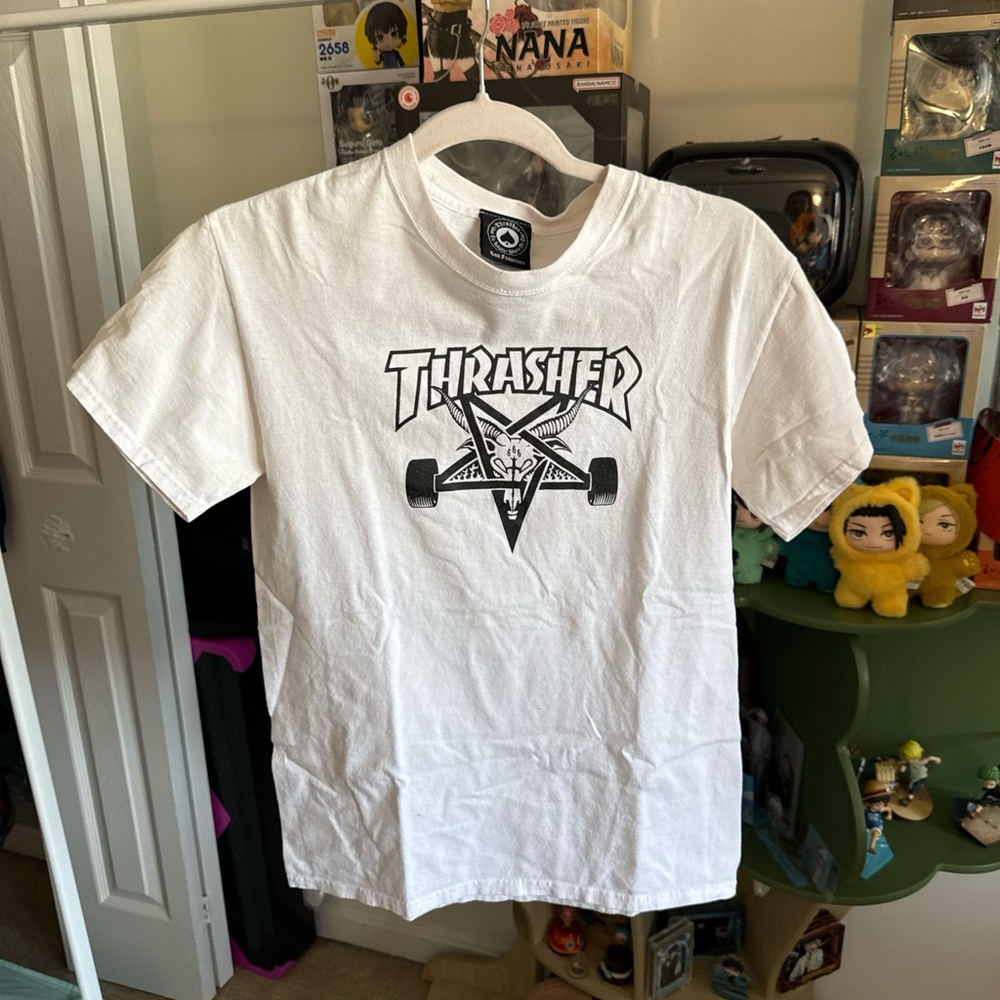 Thrasher White T-Shirt with Black Graphic